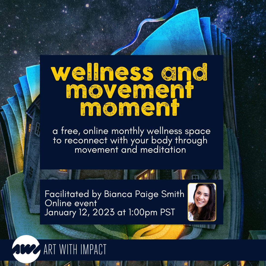 artwithimpact (@artwithimpact) on Twitter photo Feeling disconnected or anxious? Do you crave community and a pause from the daily grind? Join us on Thursday, January 12 at 1pm PST for our very first virtual movement and wellness workshop facilitated by <a href="/biancapaigesmit/">Bianca Paige Smith</a>! Register: bit.ly/movement-jan20… Feeling disconnected or anxious? Do you crave community and a pause from the daily grind? Join us on Thursday, January 12 at 1pm PST for our very first virtual movement and wellness workshop facilitated by <a href="/biancapaigesmit/">Bianca Paige Smith</a>! Register: bit.ly/movement-jan20…