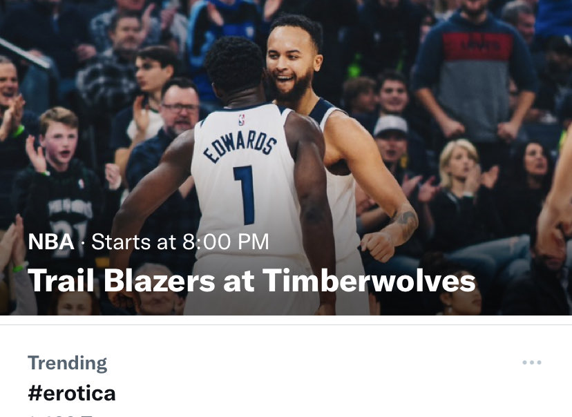 When the @Timberwolves move to 2-0 on the year and erotica starts trending 

#RaisedByWolves #AllEyesNorth #WolvesBack #GobertOrGoHome
