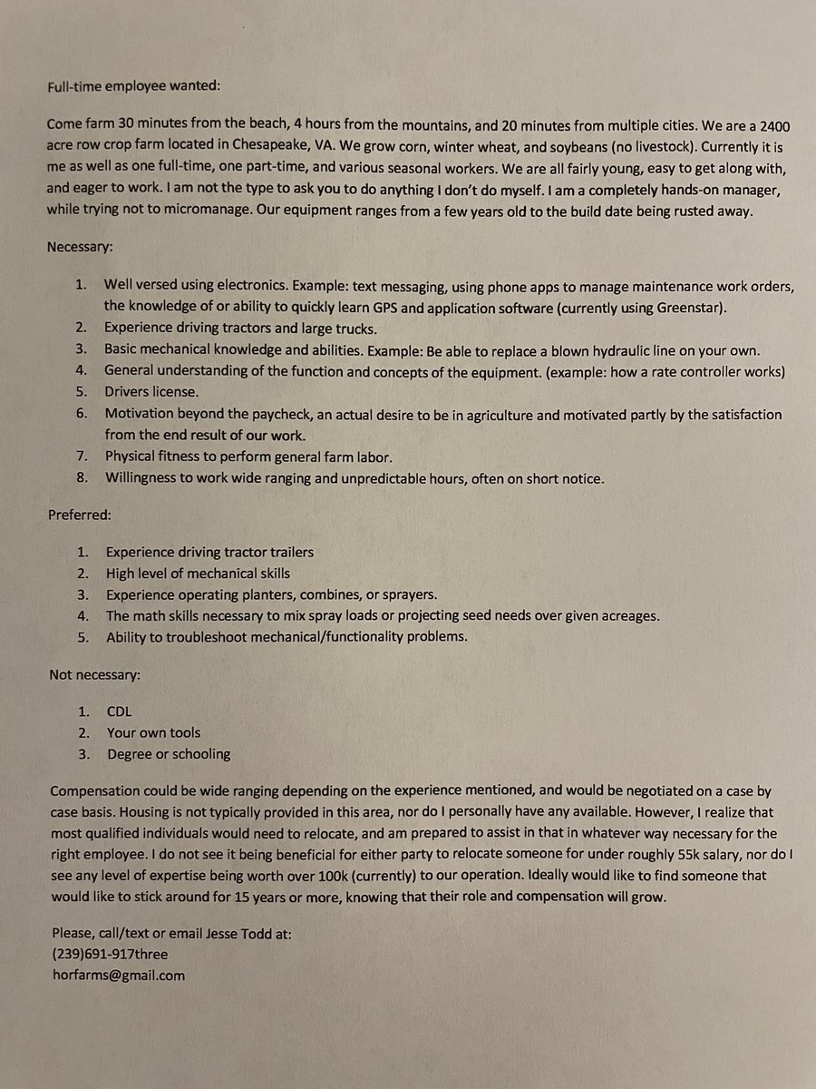 Looking for a long term employee. Please share.