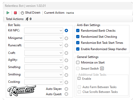 RelentlessOSRS's tweet image. Update 1.02.01 has been released for the #osrs #discord bot! Check out the repository for a full list of today's updates. #runescape The next update will enable auto-farming in between tasks. relentlessbot.com/download-repos…