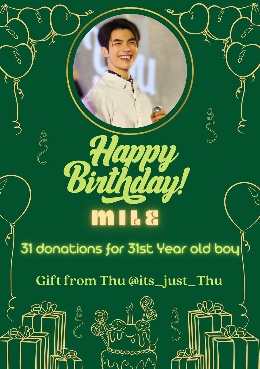 its_just_Thu's tweet photo. 💚HBD มาย💚
I made 31 donations for 31 year old Mile.
The love was shared to temples, old aged, patients, mom&amp;child in need, strayed animals, animal adoptions &amp; homeless people. 
May you always receive the love and happiness that you deserve
#HappyMilePhakphumBD2023
@milephakphum https://t.co/q2hXuQLK2e