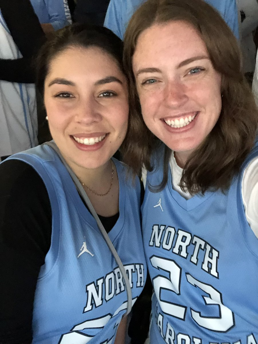 amberlyanne's tweet photo. SO fun cheering on the Tar Heels with @kristinabeena tonight! The last time we watched a game in the dean dome together was at least a decade ago as students 😳 Thanks to @jadamlucas for the tickets!! GO HEELS! 🏀 🐏 https://t.co/9sOLX37Tif