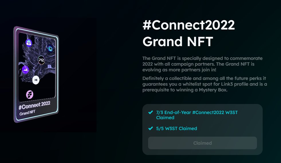 If you have already completed the #Connect2022 quest and claimed the Grand NFT, you should be the whitelist of create @link3to personal profile😍

* Please feel free to create it *🔥

Although it seems there is no benefit now,  maybe the future will, who knows🤪
