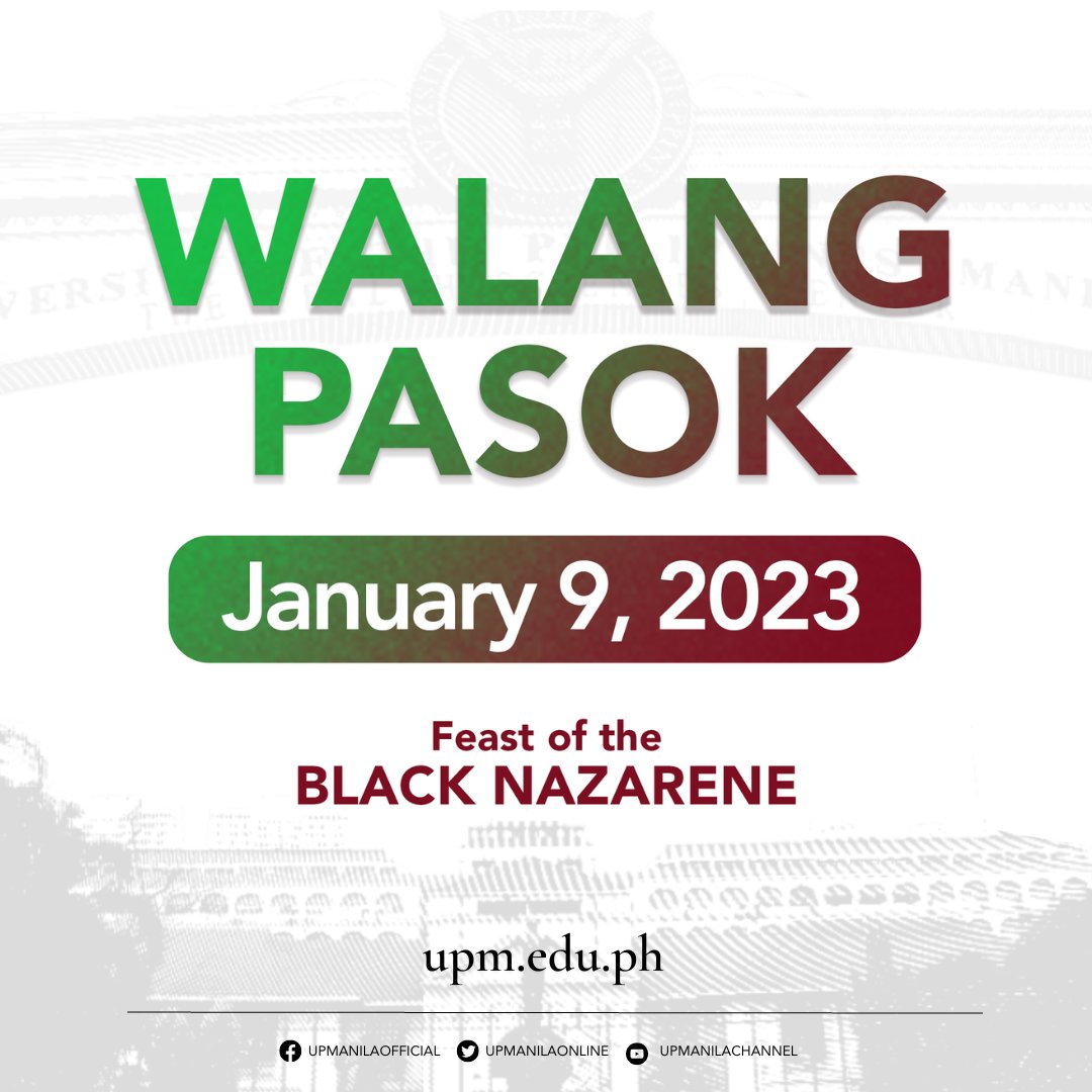 UP Manila on Twitter "Classes and work in UP Manila are suspended on