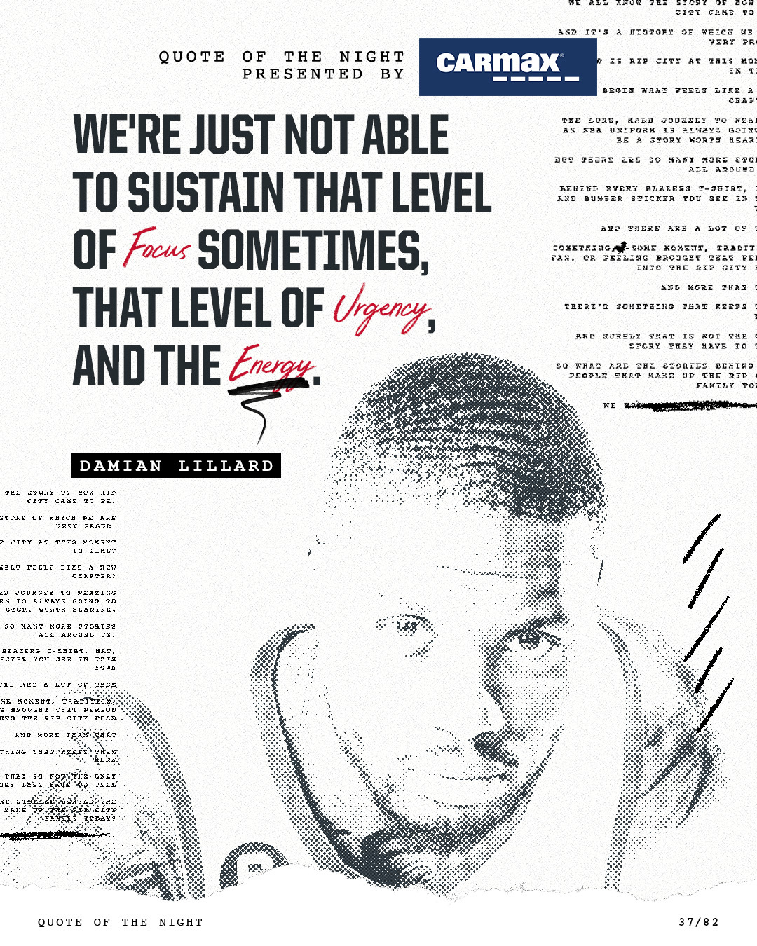 Portland Trail Blazers on Twitter "💬 CarMax Quote of the Night https//t.co/NnmdYryvh1" / Twitter