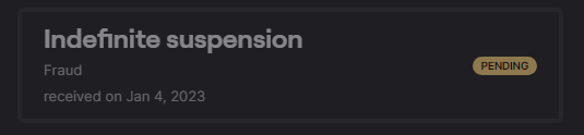 So my #twitch account got suspended for fraud yesterday for some reason. They also randomly refunded over 100 subs I had gifted to people because of this bs ban so that's fucked too