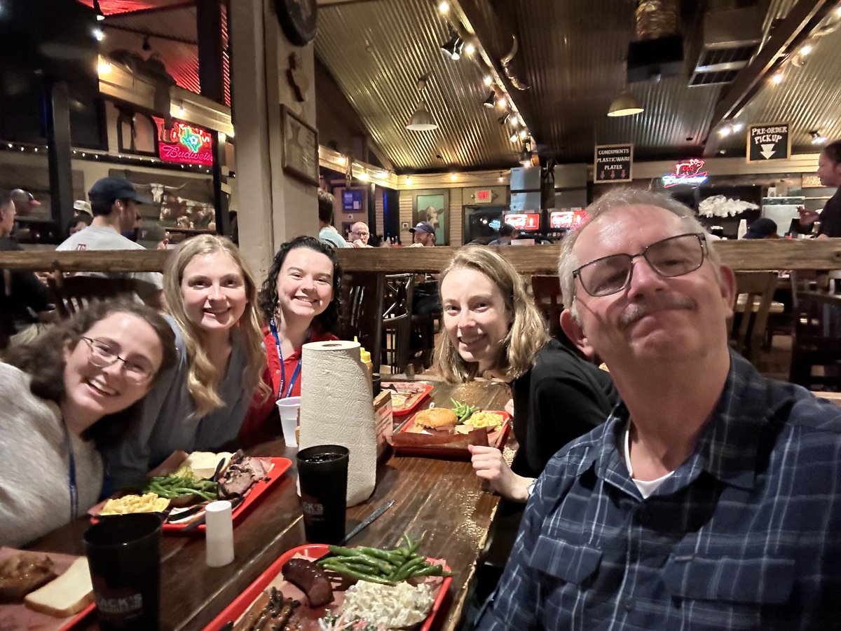 Lampornis's tweet photo. The students wanted to experience some Texas BBQ while in Austin for SICB so off we went last night after the poster session to Terry Black's! #SICB2023 #PowersLab https://t.co/MZfV4kCmsU