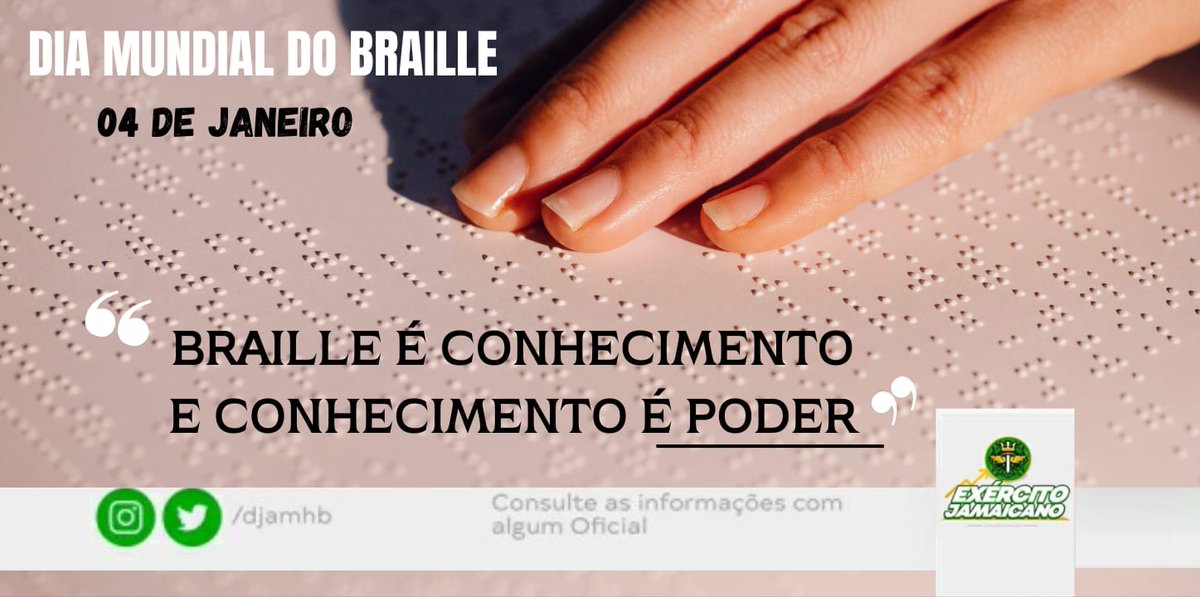 djamhb's tweet photo. Ontem, dia 04 de janeiro, segunda-feira, é um dia muito especial e importante para os milhares deficientes visual ou com pouca visão, hoje é comemorado o Dia Mundial do Braille. https://t.co/vK4VdLh3VS