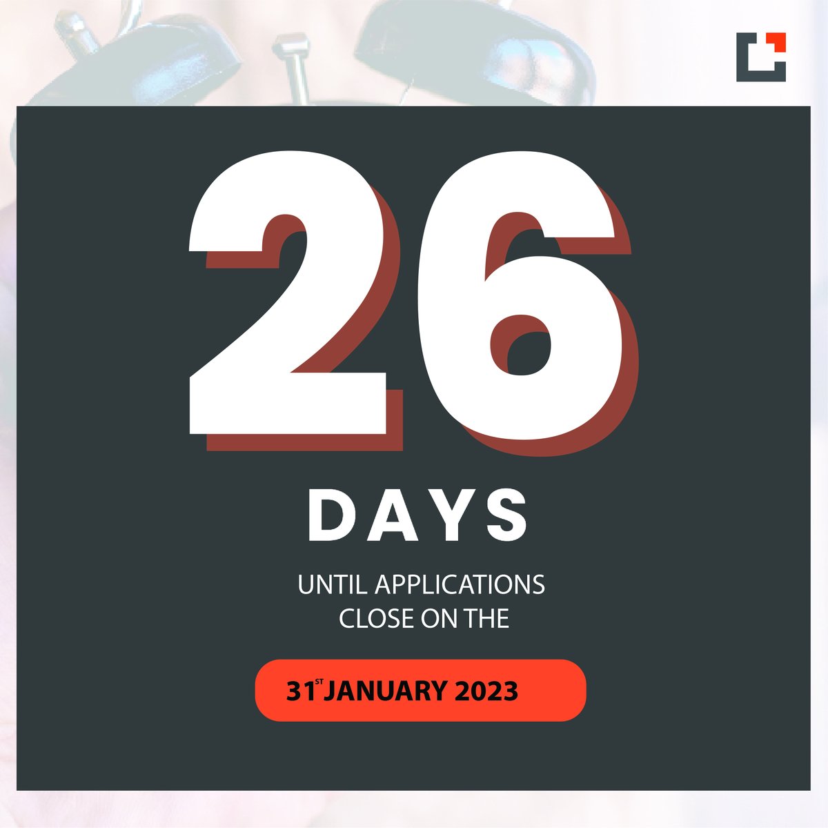 26 Days To Go!

Don't miss your chance to start studying at Cornerstone Institute in February! Our dedication to social justice and transformation ensures that with us, you will learn to change the world.

See our programmes here: buff.ly/3tlOmCY 

#applications #study