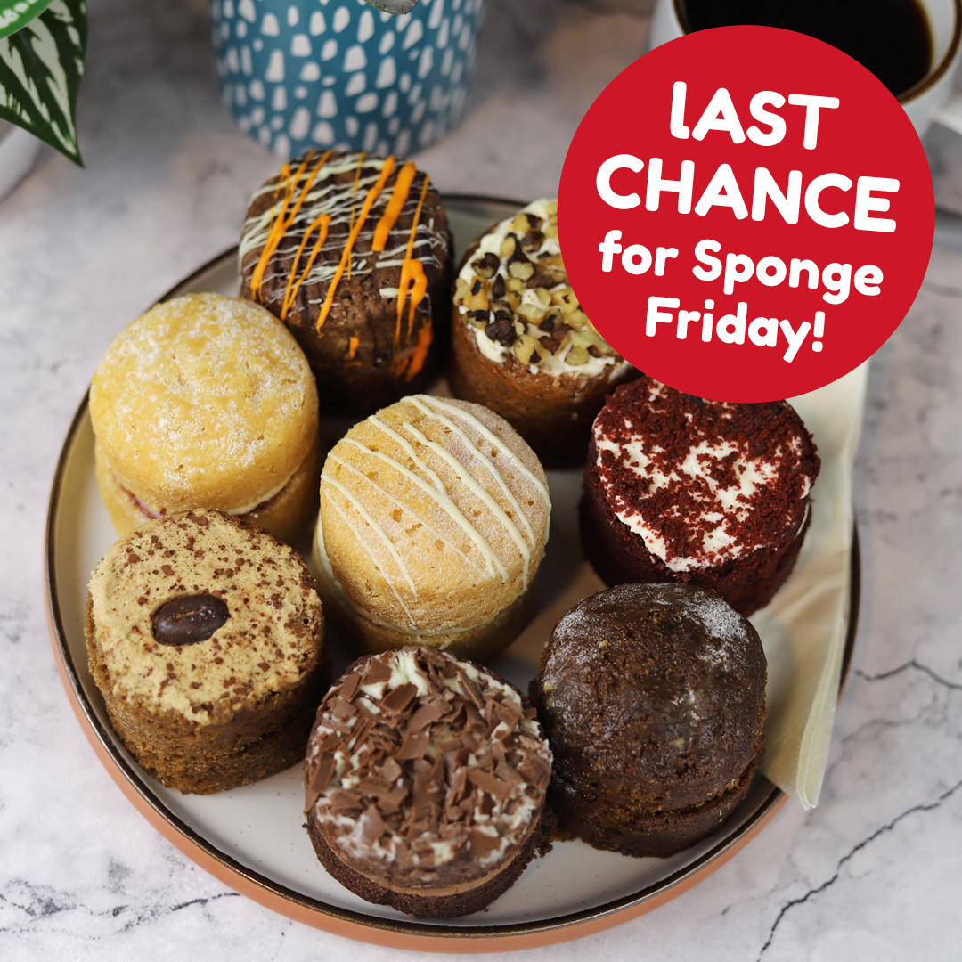 SpongeCakesLtd's tweet photo. Not long left to get your orders in for Sponge Friday!
Try all our flavours this Sponge Friday with our Baby Sponges! Gluten Free or Vegan Baby Box also available! ๐
Order by 3pm today - https://t.co/hEH7Q15tvL
#SpongeFriday #BabySponges #CakeForTheWeekend https://t.co/HljXDl4Zdb
