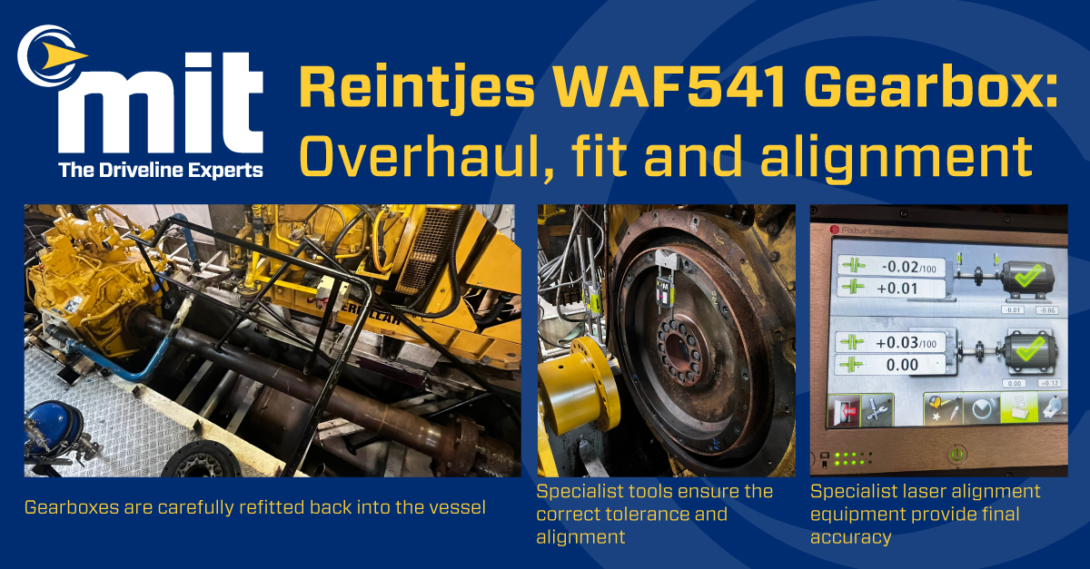MITGroupUK's tweet photo. Our engineers have completed a full overhaul, refit &amp; alignment on a Reinjtes gearbox. After being fully overhauled at our  workshop, it was returned to the vessel for refitting &amp; alignment checks. https://t.co/a4mw9c1wHq #mitgroup #marineengineers #marinegears #commercialmarine https://t.co/4hph55CKV5