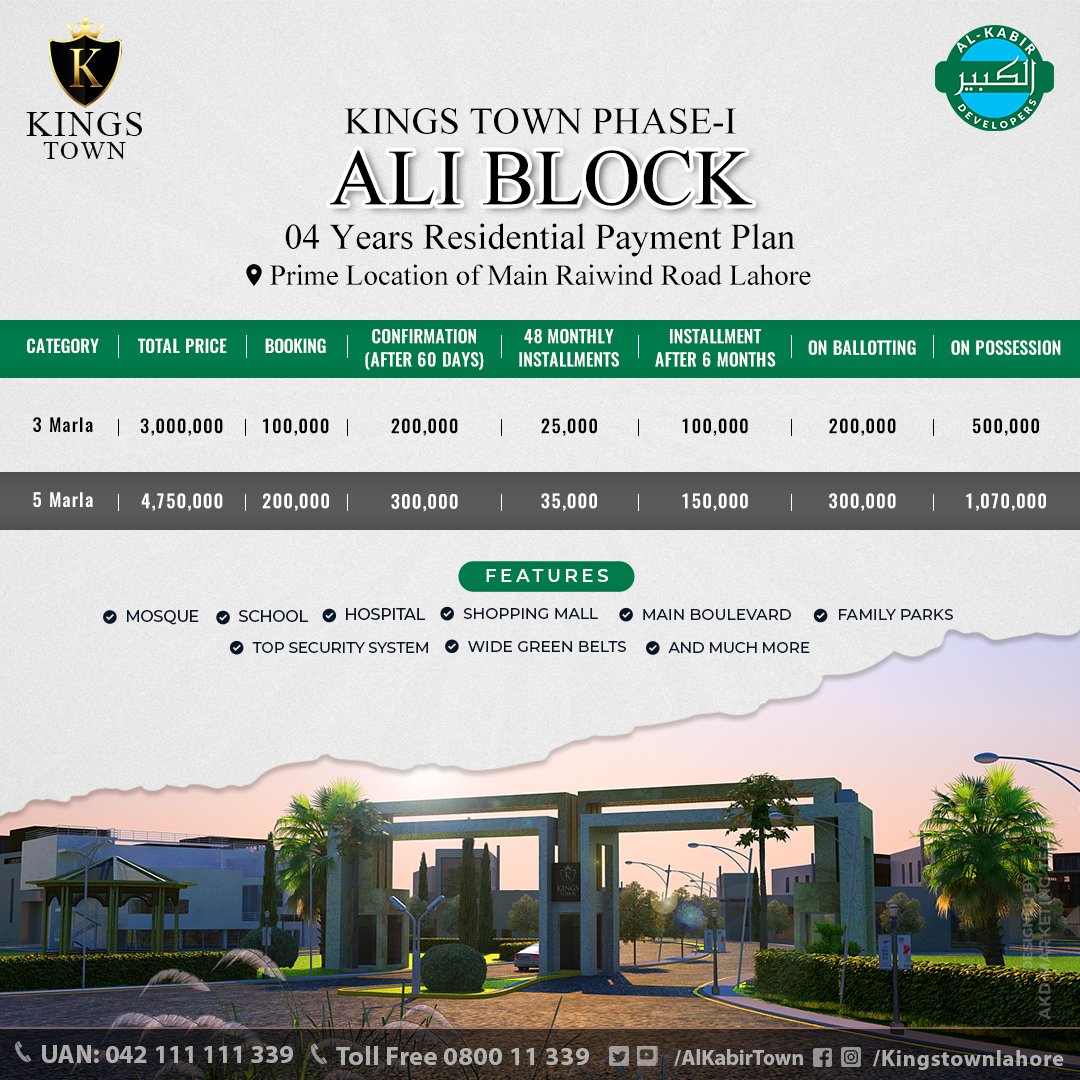 alkabirofficial's tweet photo. Congratulations to all deal holders of Ali Block, Kings Town Phase 1.
The payment plan is officially announced!
#AliBlock #KingsTown #AlKabirDevelopers https://t.co/9Gyk4kYKIz