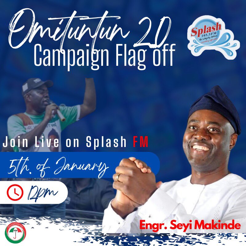 SplashFM1055's tweet photo. As the Omituntun 2.0 campaign kick off today, the integrity dial will be broadcasting the event live for your pleasure

Join live today, 5th January 2023 on Splashfm1055 from 12pm

#omititun 
#splashfm1055 https://t.co/vtxabgvtEX