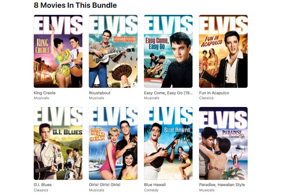5DollarFlix's tweet photo. Elvis 8 Movie Collection, $15 on iTunes
https://t.co/QqEISUQVRZ https://t.co/MGAmVr0w5D