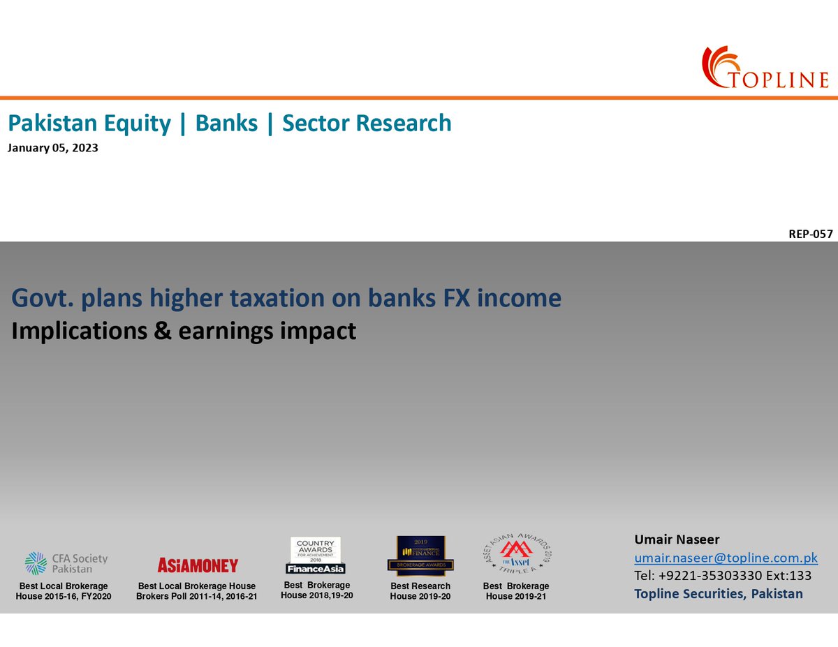 toplinesec's tweet photo. Pakistan Banks: Govt. plans higher taxation on banks FX income; Implications &amp; earnings impact
#PSX #KSE100 #FrontierMarkets #EmergingMarkets #Topline #Pakistan #PakistanStockExchange #Banks #EarningImpact 
For Full Report
https://t.co/ylgDNo0L7v https://t.co/n12qAsCtkW