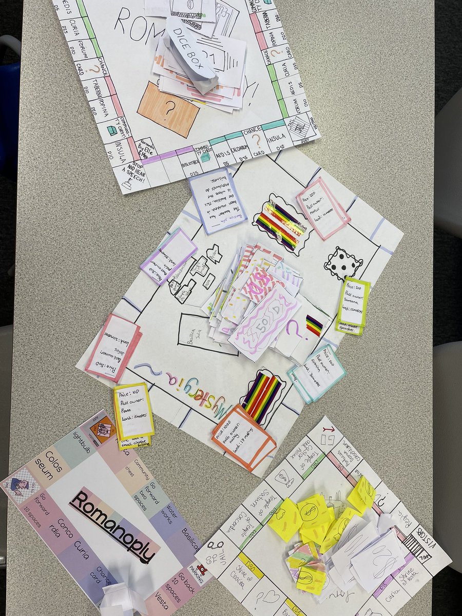ClassicsAtBG's tweet photo. 7T #Latin have been busy making board games to teach us about the Forum Romanum after finishing chapter two of #Suburani and have produced fantastic work! @BrightonGirls @HandsUpEduc https://t.co/dGM3uvr0wc