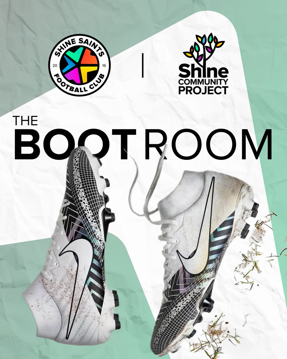 Shine4Community's tweet photo. SCP + @ShineSaintsFC want as many children as possible to play football and access everything they need to make it a reality. We know that children are constantly outgrowing boots and the cost of replacing them can be difficult. So, we are announcing the launch of The Boot Room. https://t.co/JH4WK1r9kZ
