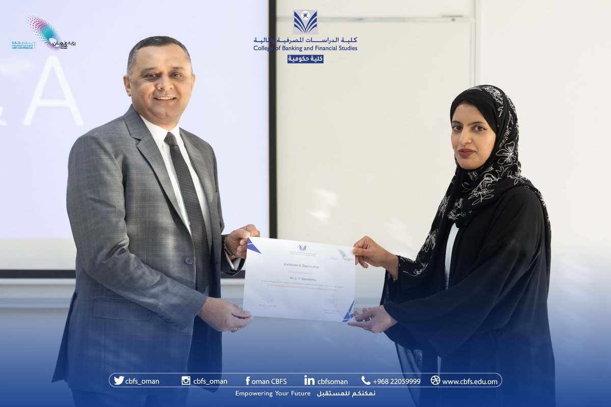 CBFS_OMAN's tweet photo. 🔹Thanks to Mr. G.V. Ramakrishna, Head-National Sales, Retail Sales and Virtual Branch Banking, National Bank of Oman, for delivering a guest lecture on Branch Sales Management to the participants of the 8th batch of Open Enrollment Certified Bank Branch Manager #CBBM 🌟. https://t.co/OC8EalerZ2