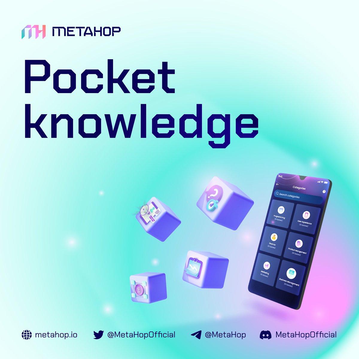MetaHopOfficial's tweet image. 🤔 Carry vast knowledge holding in the pocket 

Sounds weird but pretty intriguing, right?
Bring the app anywhere, play anytime, and assess your skills instantly. 
The multifunctional app serves convenience.
#SocialFi #Web3 #PocketKnowledge