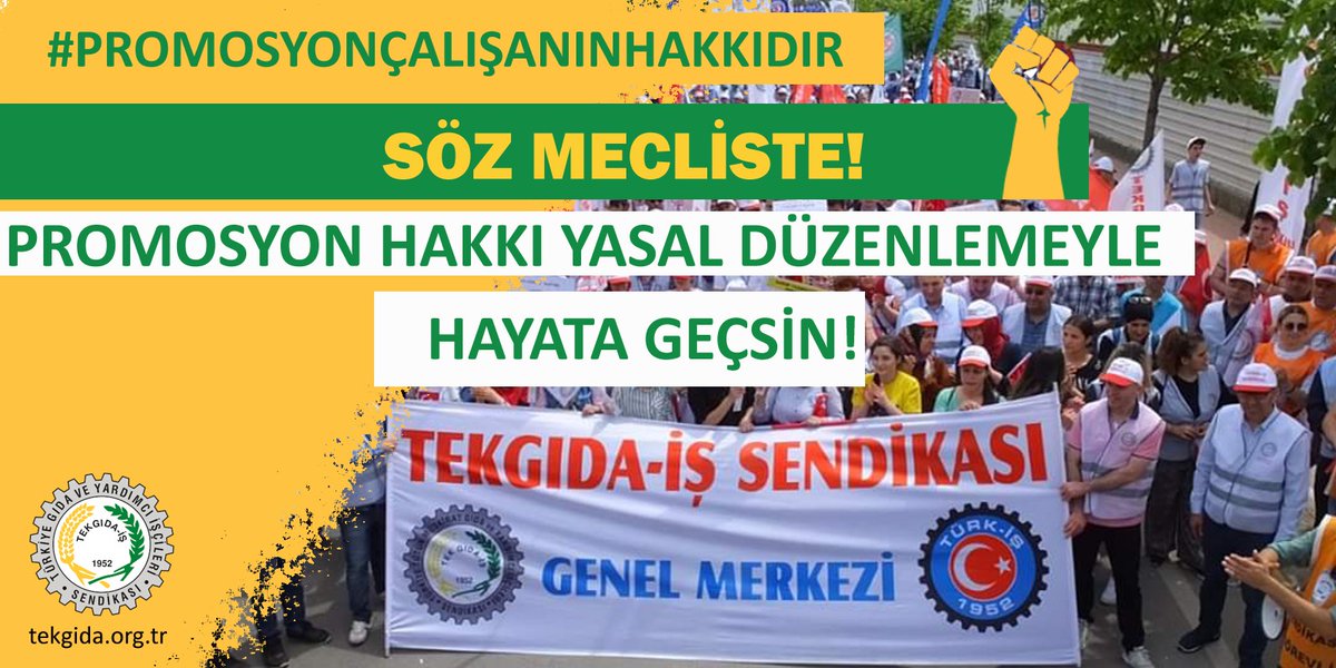Söz Mecliste! Promosyon Hakkı yasal düzenlemeyle hayata geçsin!
<a href="/HMBakanligi/">T.C. Hazine ve Maliye Bakanlığı</a> <a href="/csgbakanligi/">T.C. Çalışma ve Sosyal Güvenlik Bakanlığı</a> <a href="/meral_aksener/">Meral Akşener</a> <a href="/kilicdarogluk/">Kemal Kılıçdaroğlu</a> <a href="/RTErdogan/">Recep Tayyip Erdoğan</a> <a href="/dbdevletbahceli/">Devlet Bahçeli</a> <a href="/turkiskonf/">TÜRK-İŞ</a> @FOXhaber <a href="/halktvcomtr/">Halk TV</a> <a href="/tele1comtr/">Tele1 TV</a>
 #PromosyonÇalışanınHakkıdır