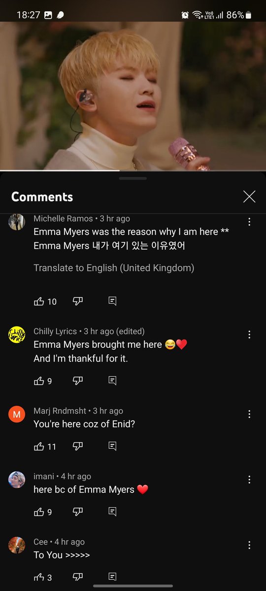 hanishujjang's tweet photo. no because thanks to emma myers, i could see that seventeen will be gaining a lot of new fans because of her introducing "to you" as her fav song in the interview. I MEAN LOOK AT THE COMMENTS. I FEEL PROUD JUST BY READING IT 😭😭😭 https://t.co/TCyvGHB4mT