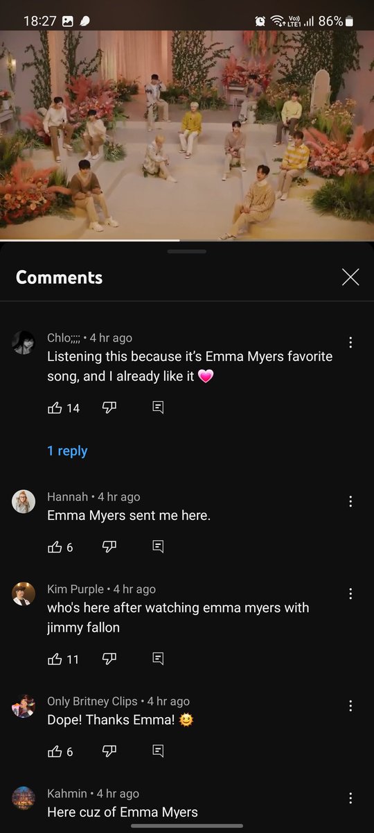 hanishujjang's tweet photo. no because thanks to emma myers, i could see that seventeen will be gaining a lot of new fans because of her introducing "to you" as her fav song in the interview. I MEAN LOOK AT THE COMMENTS. I FEEL PROUD JUST BY READING IT 😭😭😭 https://t.co/TCyvGHB4mT