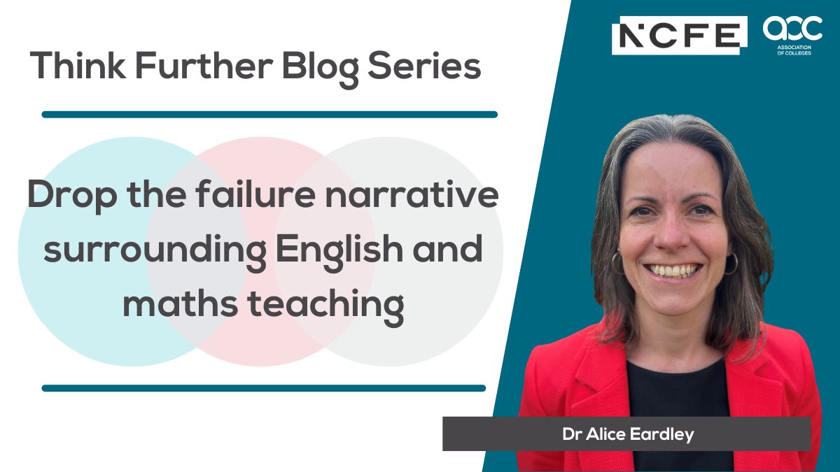 AoC_info's tweet photo. “When we hear about English and maths in the FE sector, we hear a lot about the big issues – and we hear a lot that is negative.”
Read our latest #ThinkFurther blog in partnership with @NCFE, by @AliceEardley, English Curriculum Manager at @get_further.
https://t.co/KRW5Y9oALG https://t.co/y7MArzB6Vm