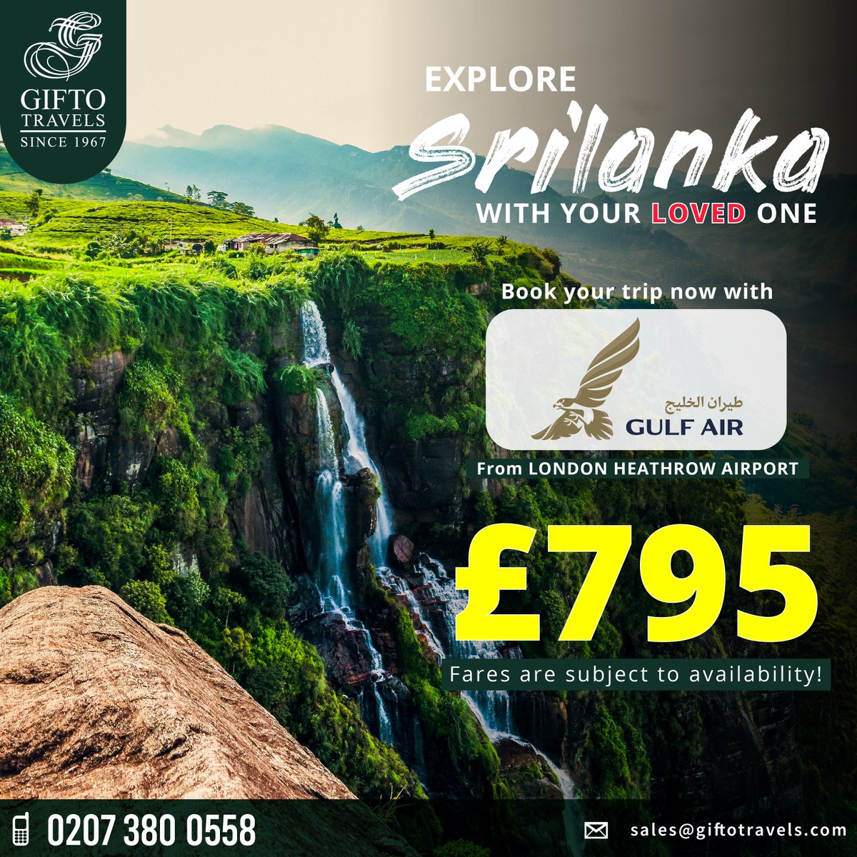 ✈️ Are you looking to explore #SriLanka with your loved one? 🤔

Book your flights now with Gifto Travels in just £795! 😍😍😍

#giftotravelslimited #giftotravelsuk #exploresrilanka #traveltosrilanka #cheaptickets #cheapflights #besttraveldestinations #travel #frequenttraveler