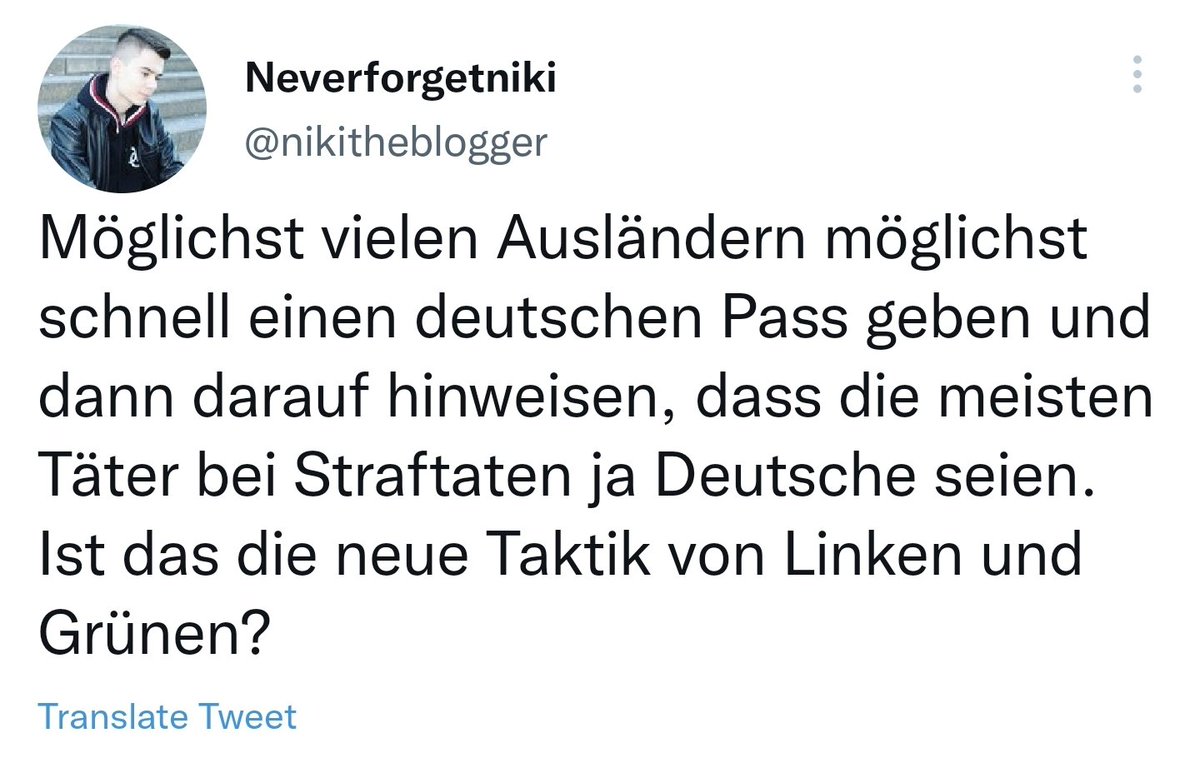 Gegenvorschlag: wir nehmen Rassisten, gewalttätigen Polizisten, Hooligans und Rechten Terorristen den deutschen Pass weg um die Zahl deutscher Täter zu reduzieren.