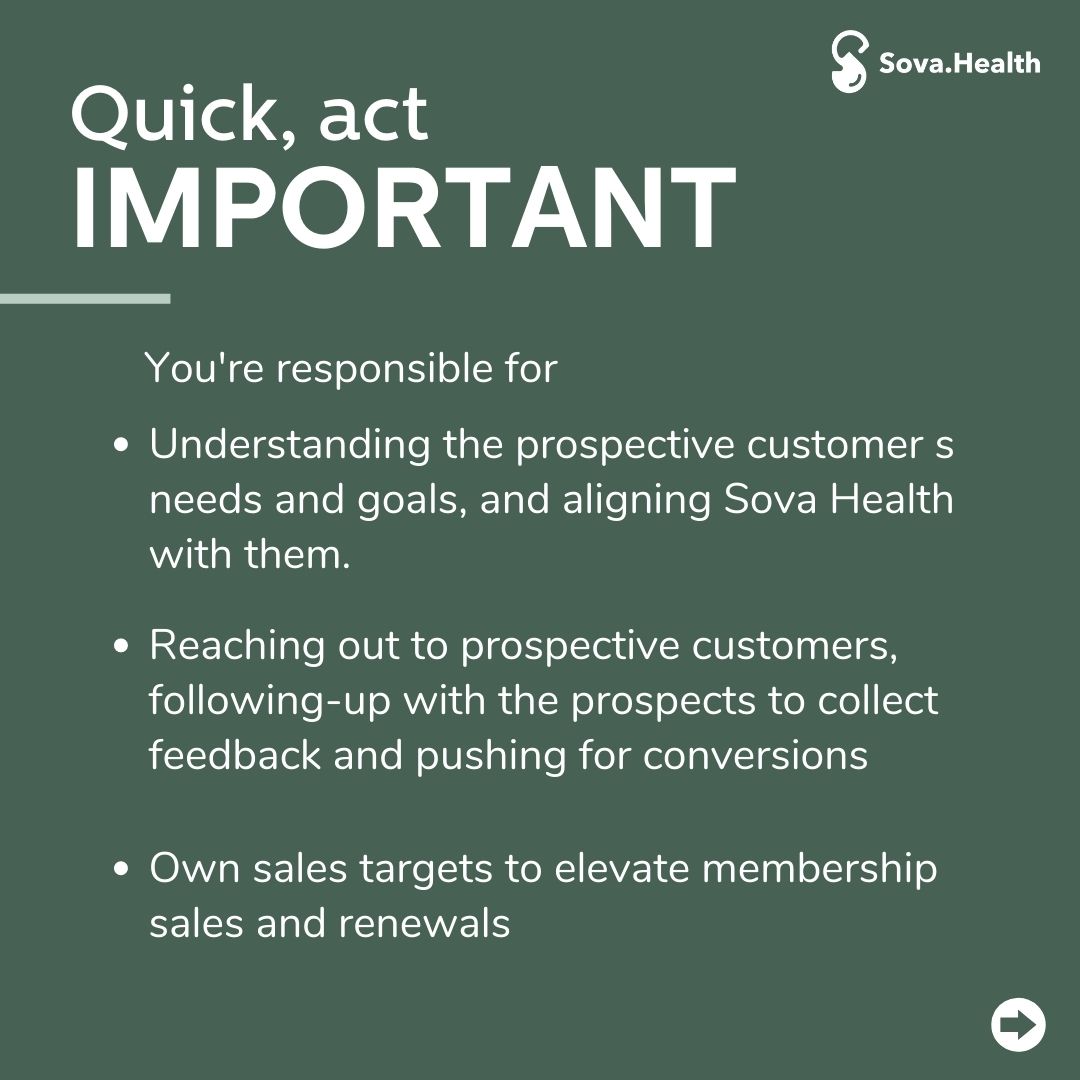 New year, bigger team! We're growing rapidly, and to support us, sova is now hiring an Insides Sales Specialist.

If you think you're the right person, send your cv to dhaval.parekh@sova.health

#hiring #sovahealth