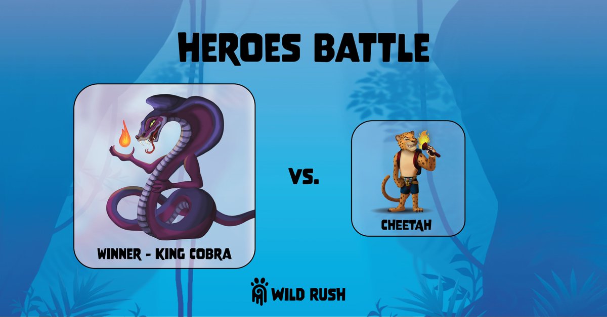 The first voting is in, and the King Cobra was clearly better than a Cheetah! 🐍
Thank you to everyone who participated.🥳 

A new vote is now open on our Discord server, where you can choose between two new characters. 🐈🐕
Cast your vote here: discord.gg/xZ5MuqbC

#NFTgames
