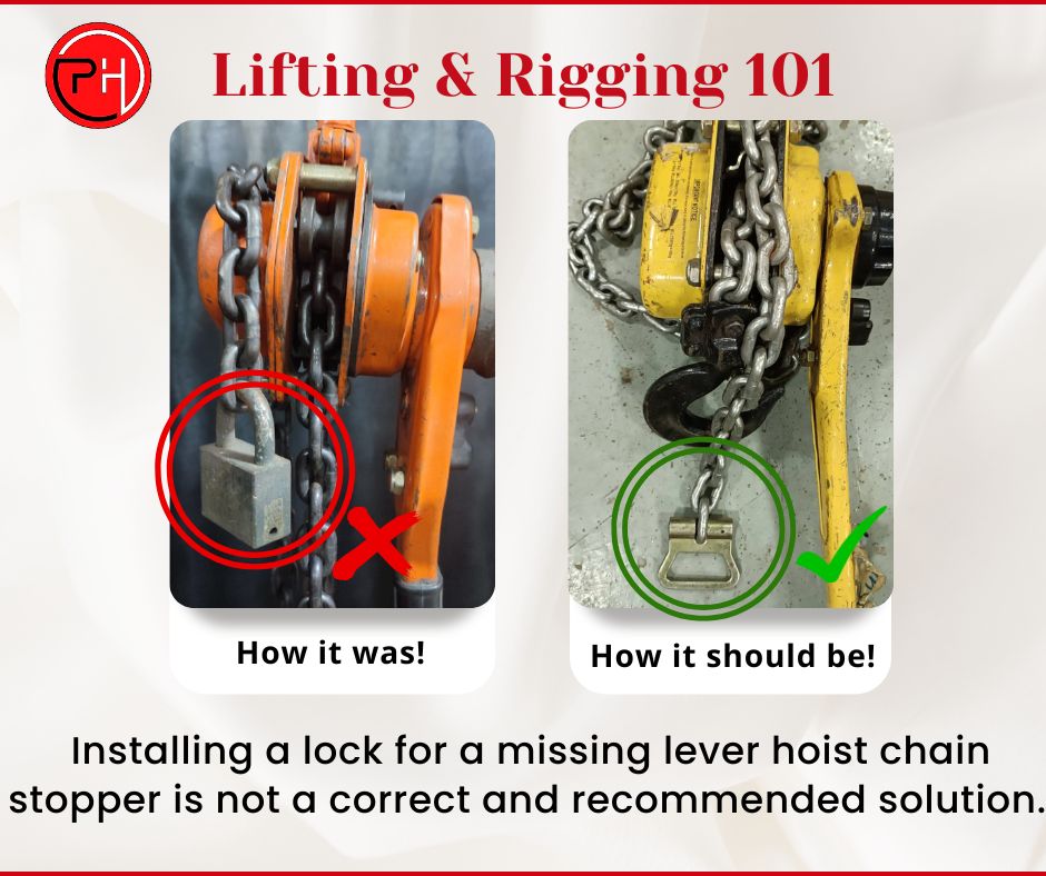 Lifting and Rigging 101, sharing our first one here on how a lever stopper should be.

#leverhoiststopper #premholdings #maintenance #leverhoistrepair #hoistmaintenance #fabrication #logistics #heavtlifting #leverhoisttraining #liftingandrigging #riggingtraining #riggingawareness