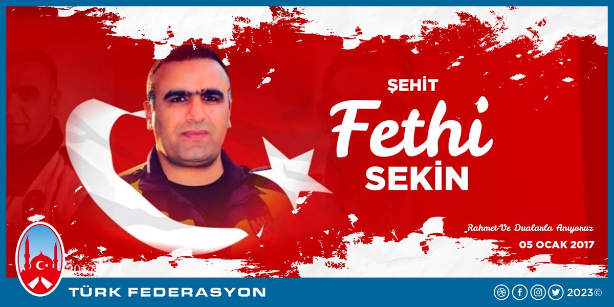 FETHİ SEKİN
05 Ocak 2017

Aramızdan ayrılışının 6. yıl dönümünde kahraman polis şehidimiz #FethiSekin'i rahmet ve dualarla anıyoruz.

Ruhu şad, mekanı cennet olsun.

#TürkFederasyon
#AvrupaTürklügü