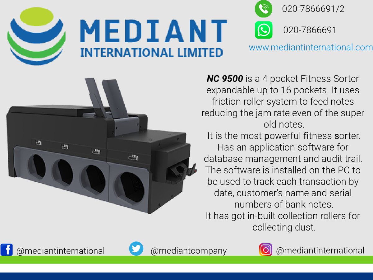 mediantcompany's tweet image. #notecountingmachine #cashmanagementsolutions #mediantinternationallimited 
^c.w