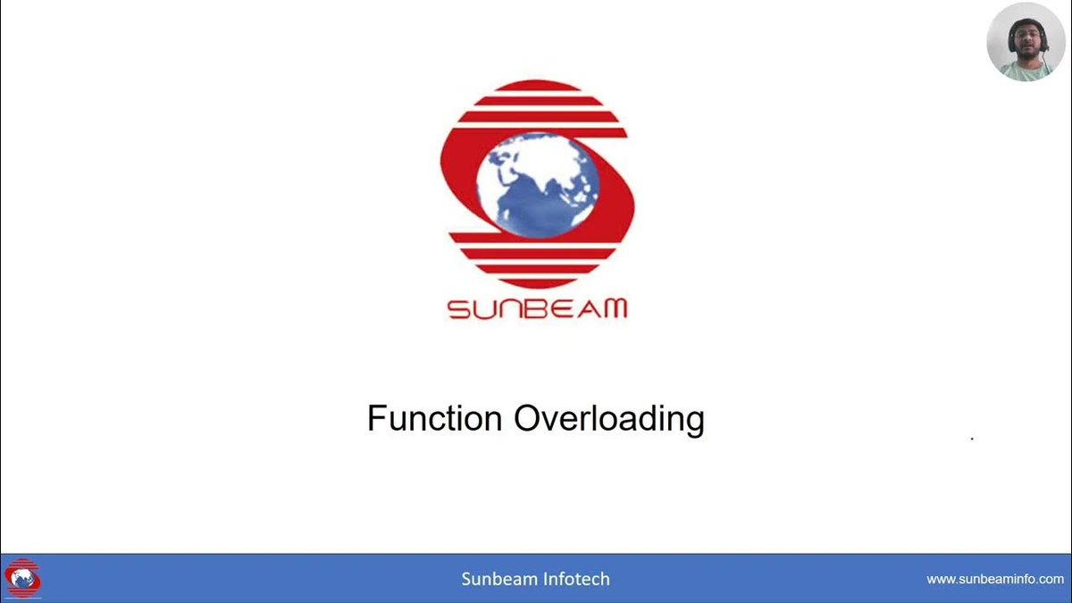 siitofficial's tweet photo. In this video lets us understand Function Overloading.
Which is also an example of compile-time polymorphism.
What are the ways we can follow to achieve function overloading?

#cpp #polymorphism #sunbeam #technicalthursday #functionoverloading

https://t.co/vZG4aEsKFO https://t.co/9aYEtbiity