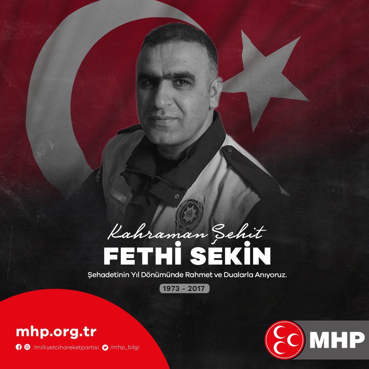 Şehadetinin Yıl Dönümünde Kahraman Şehidimiz #FethiSekin’i Rahmet ve Dualarla Anıyoruz.