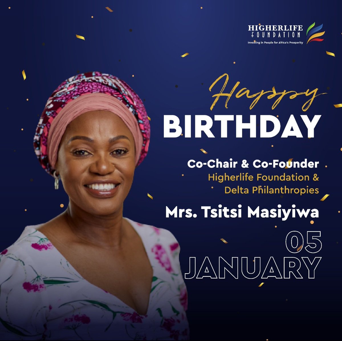 HigherLifeFDN's tweet photo. Today, we at Higherlife Foundation have the absolute
pleasure of wishing a happy
birthday to a world-class leader!

A true visionary . Happy birthday to our Co-Founder, Mrs Tsitsi Masiyiwa.🎉🎉

Your guidance and direction are truly inspirational and such a blessing. https://t.co/XaGrjDpcUz