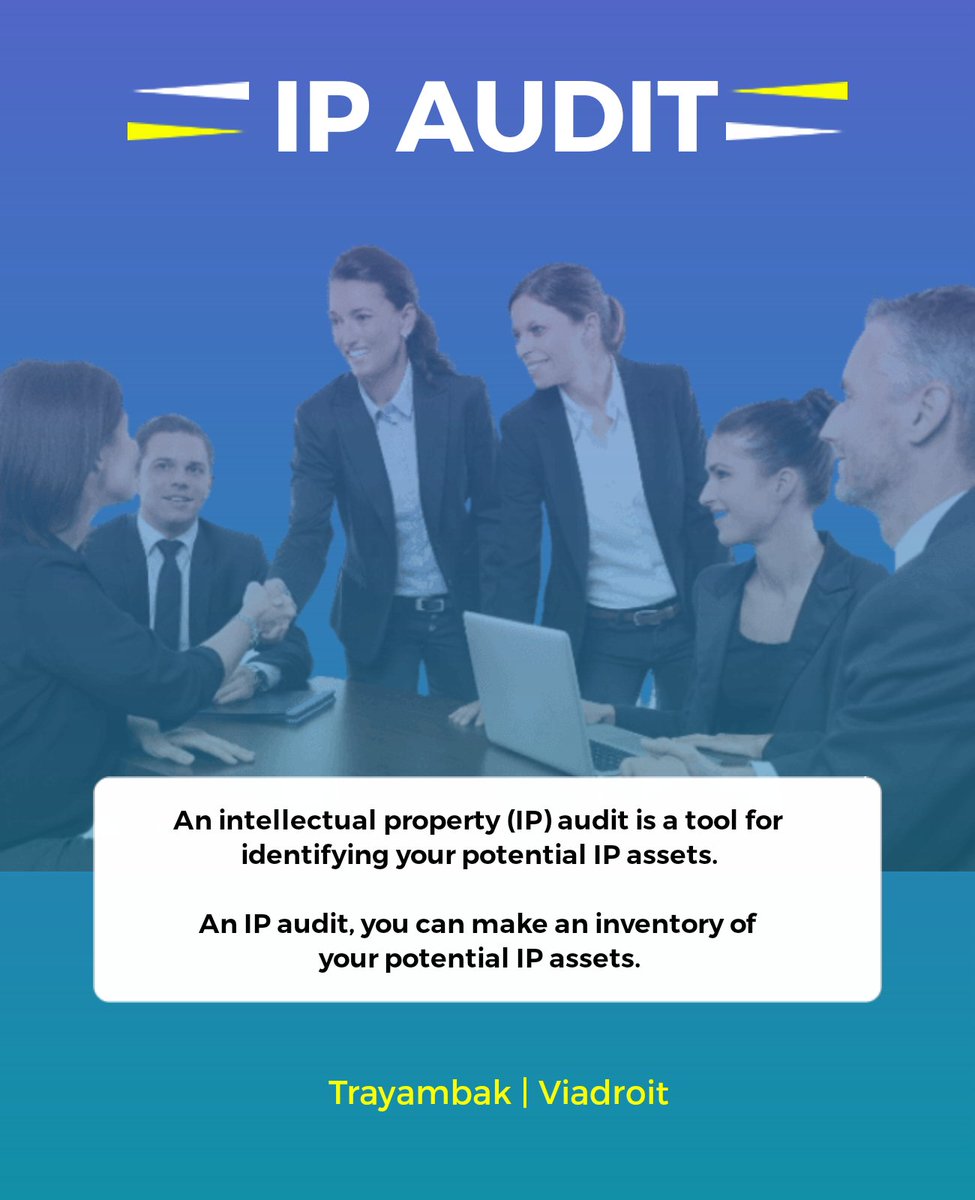 Isha310388's tweet photo. An intellectual property (IP) audit is a tool for identifying your potential IP assets. Ideally an audit should be carried out by professional IP auditors, but often a preliminary audit can be done in-house, within your company. https://t.co/ppRq0VfJen