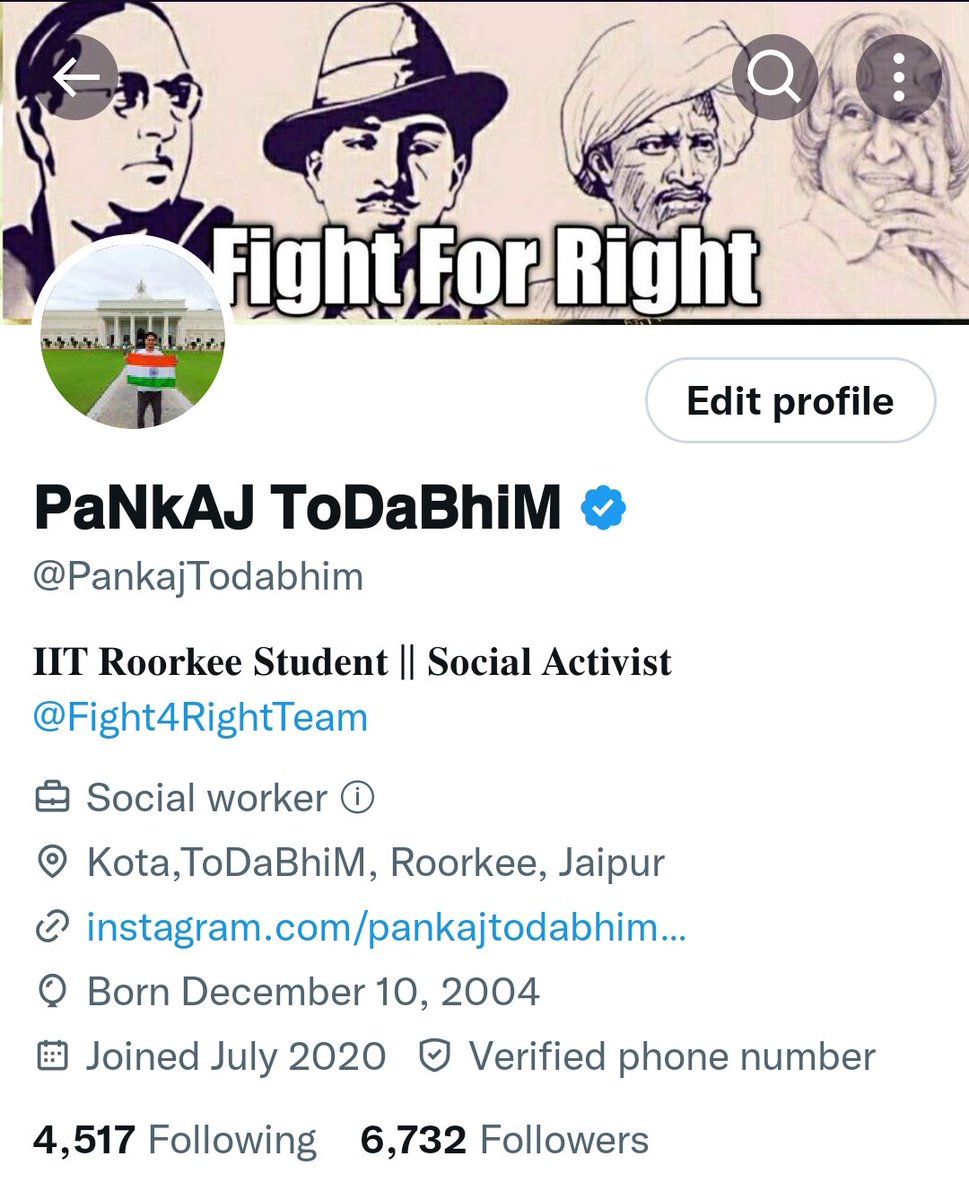 PankajTodabhim's tweet photo. मेरे ट्विटर अकाउंट को वैरीफाई करने के लिए @premiumbusiness को बहुत बहुत धन्यवाद!🙏🙏

अब और मजबूती से किसानों, छात्रों, बेरोजगारों की आवाज को बुलंद करने का काम करुंगा,जिससे किसानों, बेरोजगारों की आवाज सरकार तक पहुंचे!

सभी साथियों को बहुत-बहुत धन्यवाद सपोर्ट करने के लिए!
@Twitter https://t.co/6upf7de2XO