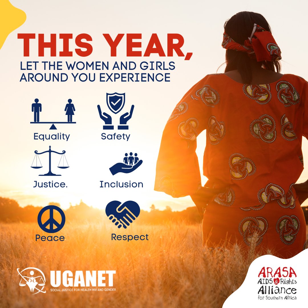 In 2023, 

Let the women and girls around you experience 
🔸Equality 
🔹Safety 
🔸Justice 
🔹Inclusion 
🔸Peace 
🔹Respect 
#UGANET4SocialJustice 
#Stand4BAI