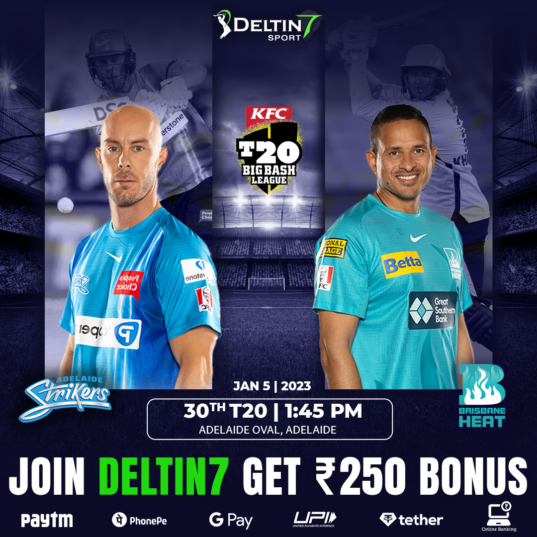 shwetapatel77's tweet photo. ❤️‍🔥BIG BASH LEAGUE, 2022-23❤️‍🔥
 
🏏Adelaide Strikers 🆚  Hobart Hurricanes🏏

🗓Date: 5 January 2023

⏰Time: 01:45 PM (IST)

💥Now get up ₹250 Bonus on your first Deposit on Deltin7💥

👉Join us on: https://t.co/wKnVIFOfF9 
 
 #ASvHH #ASvsHH #HHvAS #HHvsAS #AdelaideStrikers https://t.co/cMUrXfZ1Bk
