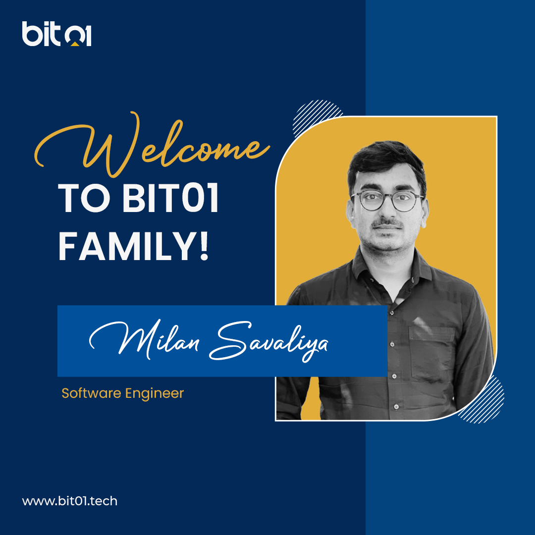 bit01techplode's tweet image. Introducing Milan Savaliya, our newest team member. We would like to extend a warm welcome at Bit01! He has joined our team as a software engineer. Debugging, testing, problem-solving, &amp;amp; development are his areas of expertise.

Bit01 team sends its best wishes.

#bit01