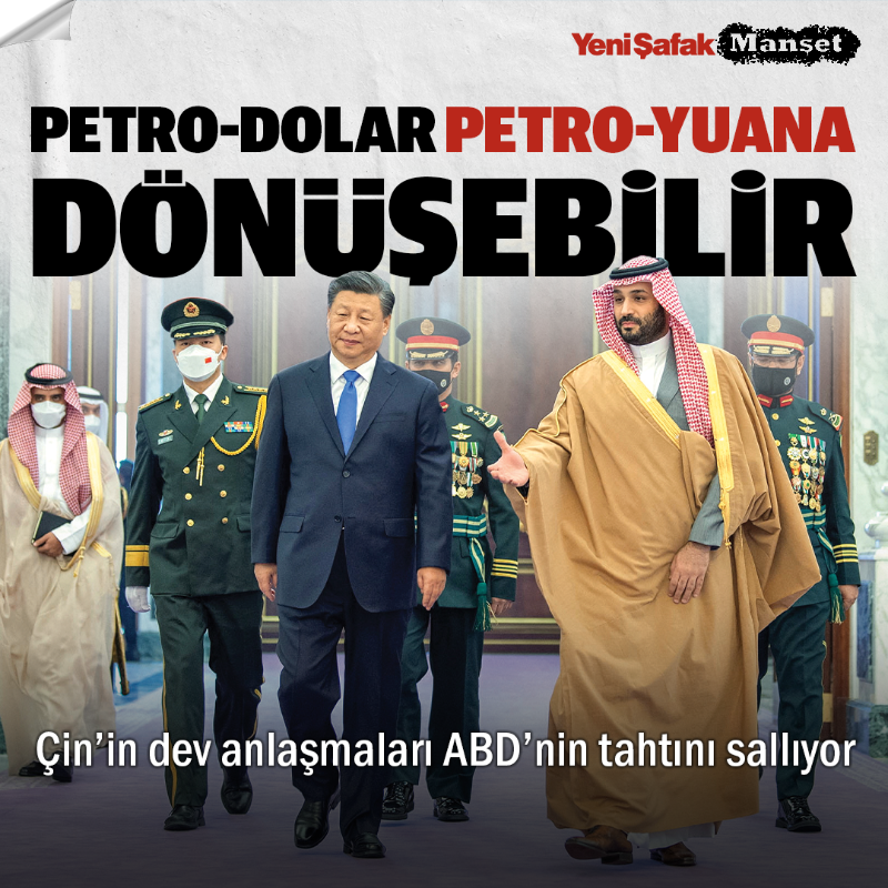 yenisafak's tweet photo. Çin Devlet Başkanı Şi Cinping’in aralıkta Körfez ülkeleriyle yaptığı doğal gaz ve petrol alımı anlaşmalarının ‘petro-dolar’ sistemini tahtından indirerek ‘petro-yuan’a dönüşmesi bekleniyor.