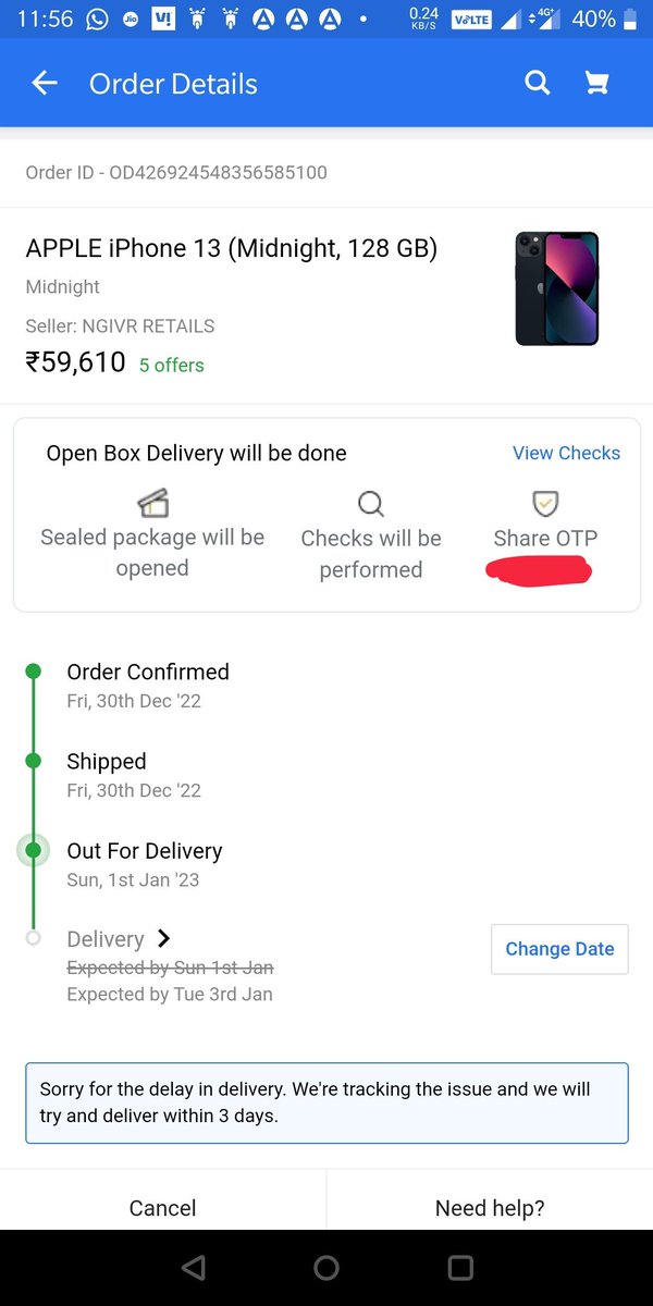 Abhasreapers's tweet photo. I guess my @Flipkart order has been highjacked by their delivery boy. As the order is out for delivery since 1st but yet to deliver. And moreover, the customer care is sooooo supportive that when I called them to track my order, they promised me to resolve my issue by 10th. https://t.co/NtEkaqN3va