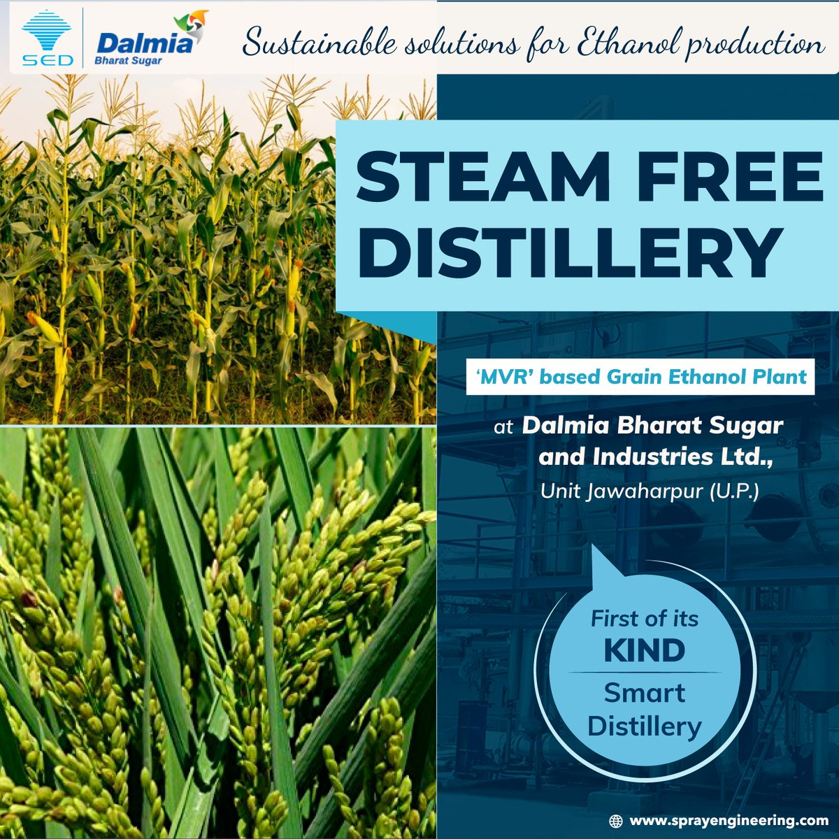 sprayeng's tweet photo. STEAM FREE DISTILLERY...
Spray Engineering Devices Limited presents one of its own kind 'MVR' based Grain Ethanol Plant at Dalmia Bharat Sugar and Industries Ltd., Unit Jawaharpur (U.P.)

#engineering #ethanol #uttarpradesh #sprayengineering #steamfree #distillery #technology https://t.co/zKQDEsgWq0