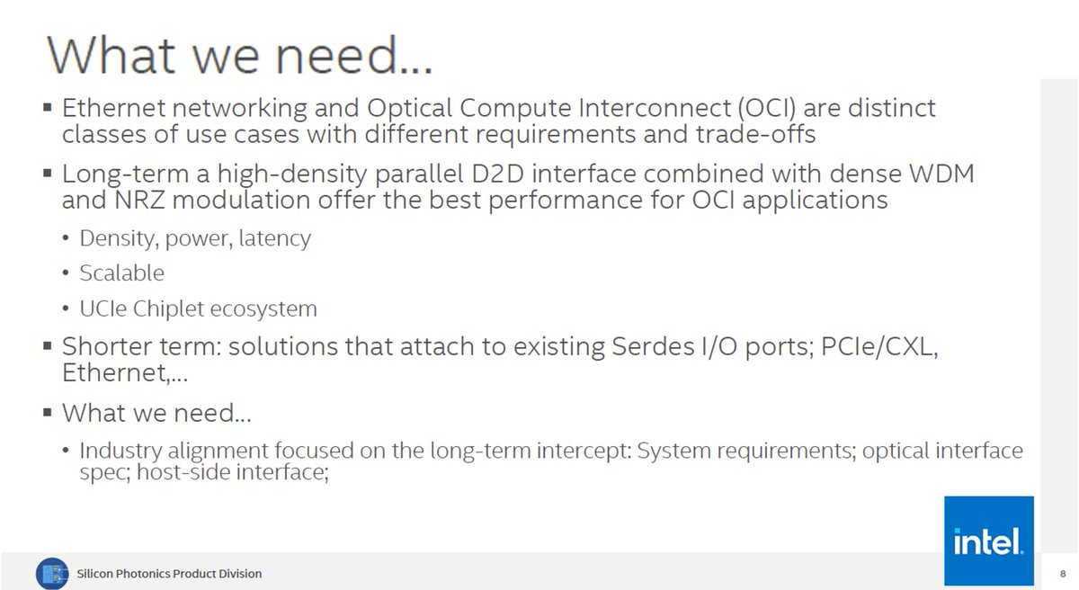 Intel Corporation advocates Industry alignment focused on the long-term intercept of System requirements, optical interface specifications, and host-side interfaces at the Optica + Consortium for On-Board Optics Summit.

#technology #fiberoptics #intel #future #datacenter