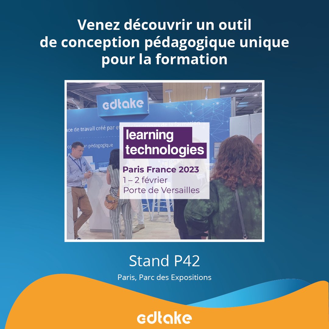 Venez nous rencontrer dans 1 mois au salon Learning Technologies France pour découvrir en direct notre outil dédié à la conception pédagogique des formations ! 😀
Toute notre équipe sera présente pour échanger avec vous au stand p42.