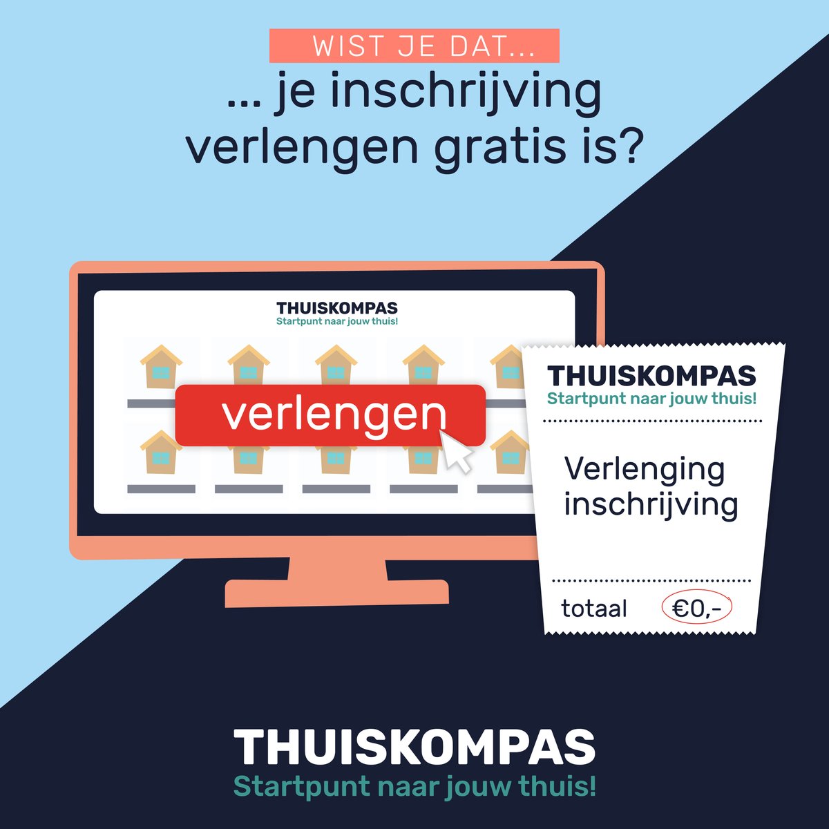 𝗪𝗶𝘀𝘁 𝗷𝗲 𝗱𝗮𝘁... 
Elk jaar krijg je een mail van Thuiskompas om je inschrijving te verlengen. Dit is gratis! Zo hou je je opgebouwde inschrijftijd. bit.ly/3O7arhR