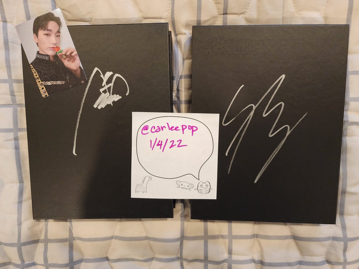 CarleePop's tweet photo. Have: San &amp; Mingi albums
WTT priority: Seonghwa, HJ, YH, or WY signed 

Want to trade San equiv PC for SHwa equiv

Want to trade in-person in LA or OC, but will ship via priority. Have receipts 

US ONLY

#wttateez #wttsan #wttmingi #ateeztrade #ateeztrades #wttateezsignedalbum https://t.co/ahJ628RVVy