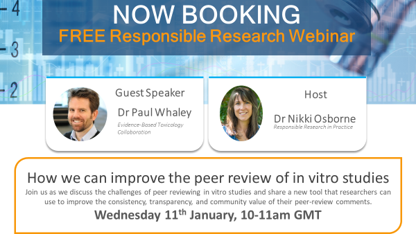 ResponsibleAR's tweet photo. Join Dr Paul Whaley @ebtoxc and Dr Nikki Osborne on Wed 11 Jan 23 for a FREE 1hr #webinar when they discuss the challenges of peer reviewing #invitro studies &amp; share a new tool to improve the consistency, transparency &amp; community value of peer-review.

https://t.co/aooPZdVB3p https://t.co/YdPNRzbDPe